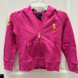 Pink full-zip Polo Ralph Lauren girls hoodie size 6